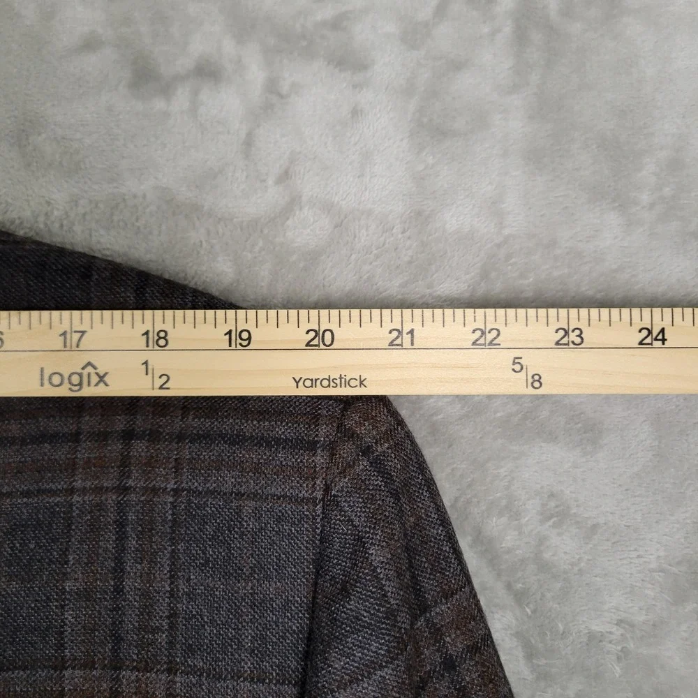 Lauren Ralph Lauren Men's 46R Blue Brown Plaid 100% Wool Natural Stretch Blazer